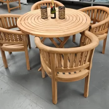120cm ripple table 4cm thick and four bow arm chair set